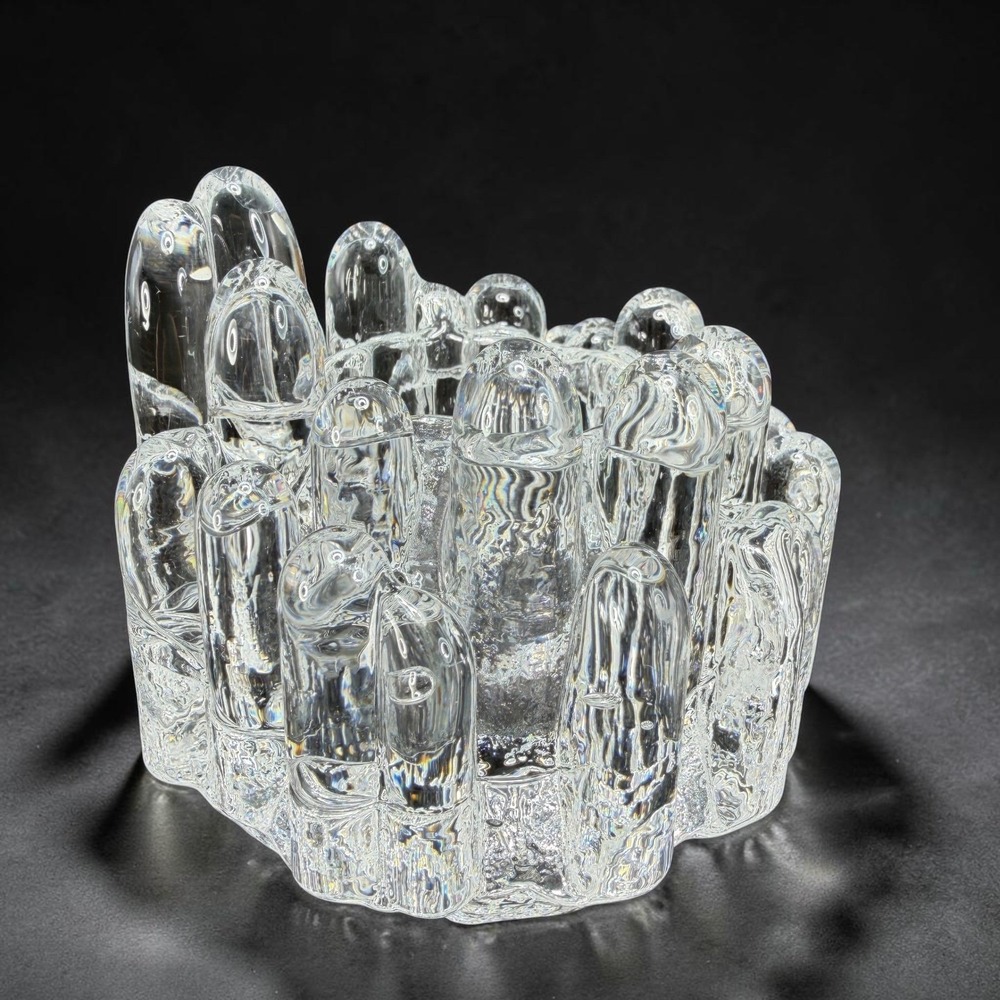 Kosta Boda Goran Warff Polar Ice Glass Votive Candle Holder Swedish Art Glass 4"
